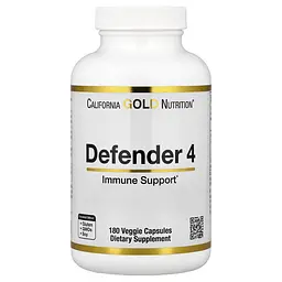Зміцнення імунітету California Gold Nutrition Defender 4, 180 вегетаріанських капсул