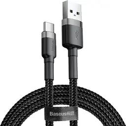 Кабель Baseus Cafule USB для Type-C 3A 1m grey black (CATKLF-BG1)