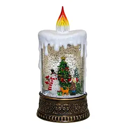 Новорічний нічник зі снігом "Свічка зі сніговиком" XMAS WDL-23016, різдвяний світильник на батарейках - мініатюра 3