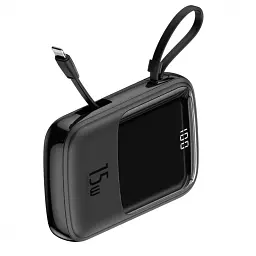 Power Bank Baseus Qpow Digital Display 10000mAh 15W with Lightning Cable (PPQD050101) Black EU - мініатюра 2