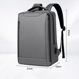 Рюкзак міський з кишенею для ноутбука Oumantu 2106-1 15,6 USB-порт Grey (IBN045S) - мініатюра 7