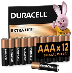 Лужні батареї Duracell AAA, 12 шт. (6409626)