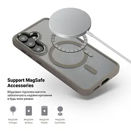 Чехол Samsung Galaxy S26 Plus 5G, Unit MagSafe, серый, прозрачный, MagSafe, противоударный, магнитный, панель-накладка с поддержкой MagSafe, с поддержкой беспроводной зарядки, TPU+PC, защита всего корпуса, ударопрочный, ArmorStandart (ARM89457) - мініатюра 4