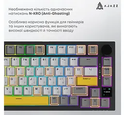 Клавиатура игровая механическая беспроводная Ajazz AK-820B PRO Black RGB Flying Fish Switch Hot-Swap 2.4G/Bluetooth/USB - мініатюра 12