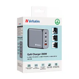 Зарядний пристрій Verbatim GaN 200 W 4 ports (2xUSB-C-100 W,USB-C-65 W /USB-A -3.0) (32204) - мініатюра 7