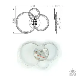 Смарт люстра керована світлодіодна TRIO ICE 3R 70 Вт 510x380x107 мм Бiла ESLLSE - мініатюра 5