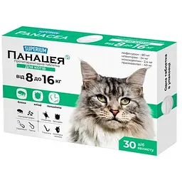 Таблетки для тварин Superium Панацея для котів 8-16 кг (4823089348742)