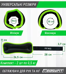 Обтяжувачі EasyFit Comfort 0,5 кг для ніг та рук з металом (пара) - мініатюра 2