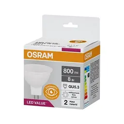 Лампочка Osram LED VALUE, MR16, 8W, 4000K, GU5.3 (4058075689459) - мініатюра 2