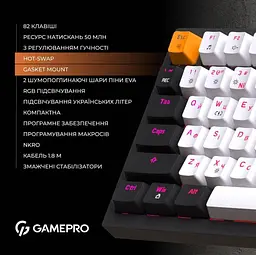 Клавіатура GamePro MK160B Outemu Red Hot-Swap RGB USB Black (MK160B) - мініатюра 11