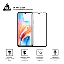 Захисне скло на OPPO A38 4G/A18 4G з олеофобним покриттям, Pro, повне проклеювання, антистатичний і пиловідштовхуючий шар, 9H, самоклеючеся, 2.5D, на весь екран, антистатичний клей, ArmorStandart (ARM71040) - мініатюра 2
