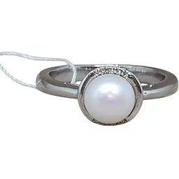 Срібне кільце TOP Silver з перлами і фіанітами. 9510163Б 17,5