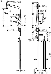 Змішувач Hansgrohe Metris Select 320 2jet кухонний з витяжним виливом Sbox 73816800 Stainless Steel Нержавіюча сталь - мініатюра 3