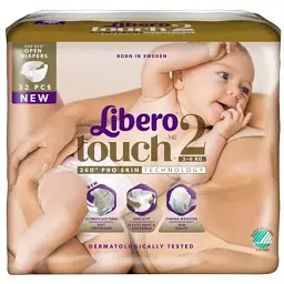 Підгузки Libero Touch 2 (3-6 кг) 32 шт (7322541070315) - мініатюра 2