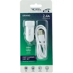 Автомобільний зарядний пристрій Ridea RCC-21212 Grand 12W USB - Type C 2.4 A White - мініатюра 2