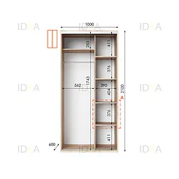 Шафа-купе Idea серія 5 100 x 60 x 210 см Дуб сонома Дзеркало - мініатюра 2