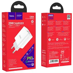 МЗП Hoco C80A Rapido PD20W + QC3.0 charger ( EU ) White - мініатюра 3