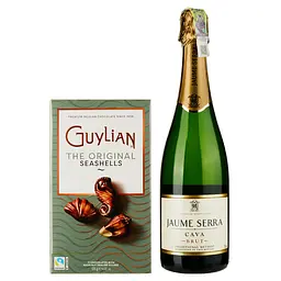 Набір: ігристе вино Cava Jaume Serra Брют 0.75 л + Шоколадні цукерки Guylia Морські Мушлі 125 г - мініатюра 2