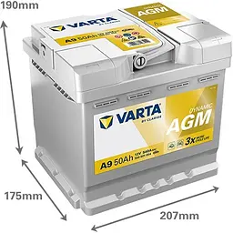 Акумулятор Varta Dynamic AGM 12В 50Аг 540А (EN) R+ (550901054) - мініатюра 2