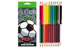 Олівці кольорові Yes Football дерев'яні трикутні 12 шт (290787)