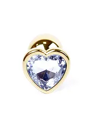 Анальна пробка - Jewellery Gold Heart Plug Clear - мініатюра 4