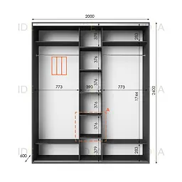 Шафа-купе Idea серія 2 200 x 60 x 240 см Антрацит - мініатюра 2