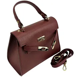 Невелика класична шкіряна сумочка Firenze Italy F-IT-9866DR бордова - мініатюра 9