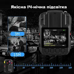 Нагрудна боді-камера Boblov HD66/D7 з дисплеєм 2.0 дюйма нічний запис датчик руху 2акумулятори 1950 мАгод - мініатюра 5
