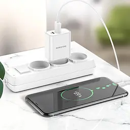 Зарядний пристрій Borofone BA55A Crown 2 виходи Type-C і USB 20 Вт біле - мініатюра 3