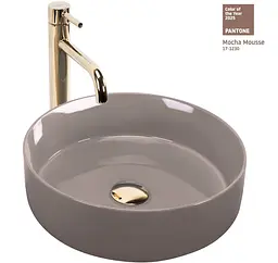 Умивальник Rea Sami накладний Ø36 см beige shiny REA-U6382 - мініатюра 5