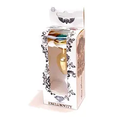 Анальна пробка з кристалом B-Series Jewellery Gold Heart Plug Light Blue, 7х2,7 см, блакитний - мініатюра 5