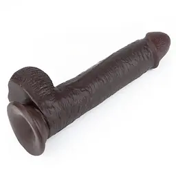 Фалоімітатор LoveToy Sliding Skin з подвійного матеріалу 23 см коричневий - мініатюра 10
