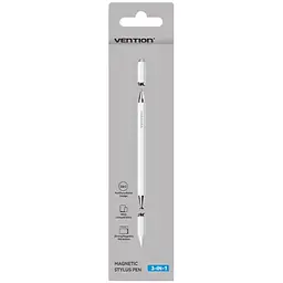 Стилус - ручка для ємнісних екранів 3 в 1 Magnetic Stylus Pen White Aluminum Alloy Type Vention (KQLW0)