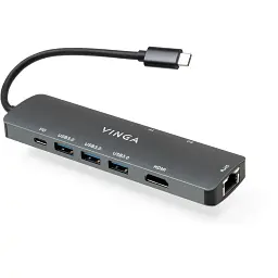 Концентратор Vinga USB-C 3.1 to HDMI+RJ45_1Gbps+3xUSB3.0+SD/TF+PD100W (VHYC8) - мініатюра 8