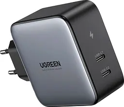 Мережевий зарядний пристрій Ugreen CD254 2xUSB-C 100W GaN Tech Fast Charger Black [50327] [99281] - мініатюра 2