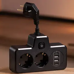 Мережевий фільтр-розгалужувач SNAILS 2 розетки LED 4 USB 8 см, чорний
- мініатюра 7