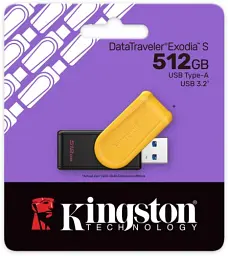 Флеш накопичувач USB 512Gb Kingston DataTraveler Exodia S, Black/Yellow, USB 3.2 Gen 1 (DTXS/512GB) - мініатюра 3