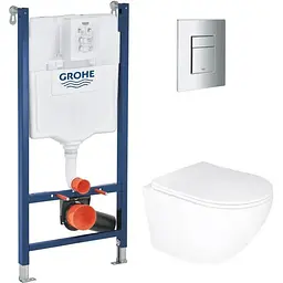 Комплект Grohe Set унітаз Ellipse-0305-T3 + Інсталяція UA388400WG + панель 38732000 388400WGELLIPS0305T3, Білий