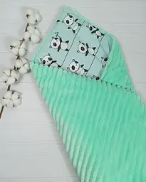 Плед для немовлят із знімним утеплювачем та подушка a.l.babybox Панди акробати М'ятний - мініатюра 2