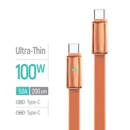 Дата кабель USB-C to USB-C 1.0m 5A 100W ultra-thin orange ColorWay (CW-CBPDCC100-OR) - мініатюра 4