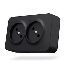 IP20 Розетка зовнішня подвійна чорний графіт VIDEX BINERA VIDEX (27076-000)