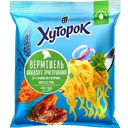 Вермишель быстрого приготовления Хуторок со вкусом курицы неострая 60 г