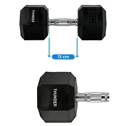 Гантель шестигранна Thunder 20 кг (HEXAGONAL-DUMBBELLS-20KG) - мініатюра 6