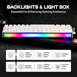 Ігрова механічна дротова клавіатура Ajazz NK68 / Red Switch / 65% / RGB / White Lines - мініатюра 4