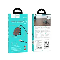 Заряджання Qi з магнітним тримачем HOCO core magnetic holder CW35 15W чорне - мініатюра 4