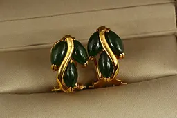 Сережки No Name рис великий нефрит 1,9 см золотисті