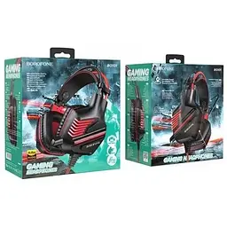 Навушники Borofone Gaming LED Racing headphones Hi-Res BO101 чорно червоні - мініатюра 2