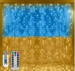Гірлянда штора SFK-09 прапор України 3х3 метри з пультом USB