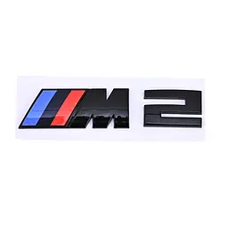 Емблема напис M2 для BMW чорна глянцева 73х27 мм (емблема M)+30х27 мм (цифра) пластик (на скотчі)