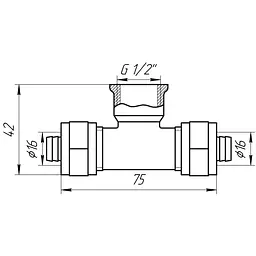 Трійник із внутрішньою різьбою APE 732 L 16x1/2″x16 000000859 - мініатюра 3